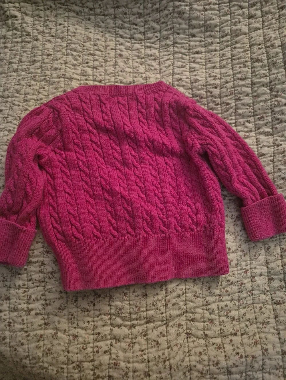 Ralph Lauren Hot Pink Cable-Knit Baby Cardigan